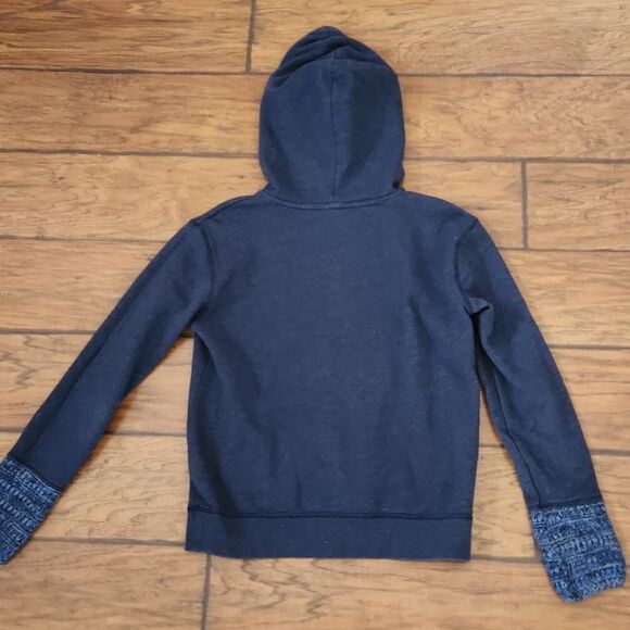Aeropostale navy blue women's medium hooded sweatshirt with crocheted cuffs - Picture 3 of 8